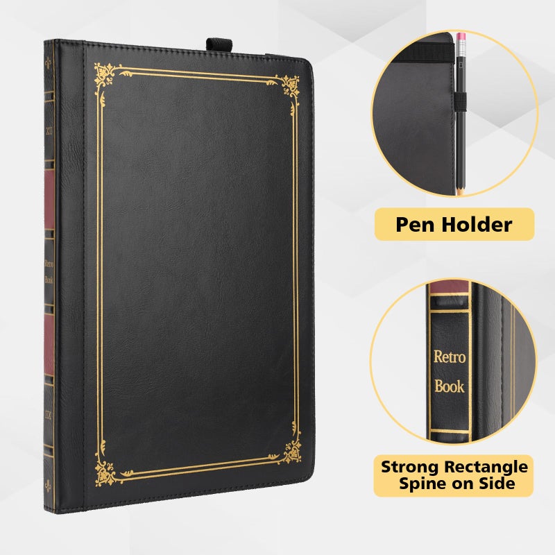 TT TYTX TYTX Compatible with MacBook Air Case 13 Inch, PU Leather MacBook Case fits for Model A2337 A2179 A1932 2018 2019 2020 2021, Laptop Cover with Pen Holder, Black - Image 5